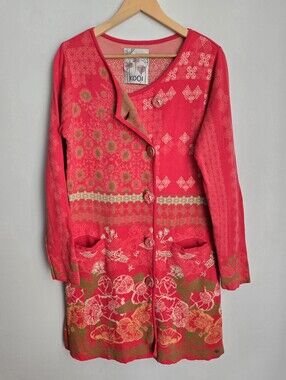 KOOI Colorful Cotton Knit Button Front Dress
